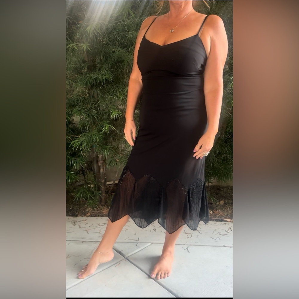 Vintage Nina Austin black beaded cocktail dress medium